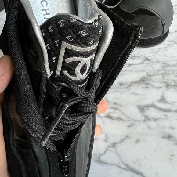NEW Authentic Chanel Black Patent Leather Sneakers - Picture 9 of 9